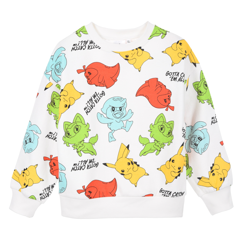 Maglione Pikachu Pokemon Felpa per Bambini 3/8 Anni - Hy10293bianco