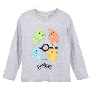 T-Shirt M.l. Pokèmon Maglia per Bambini 3/8 Anni - Hy10296grigio