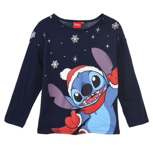 T-Shirt M.l. Stitch Natale DISNEY Maglia per Bambini 3/8 Anni - Hy10409blu