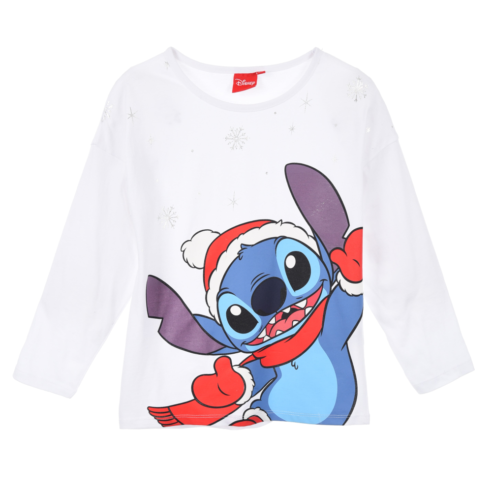 T-Shirt M.l. Stitch Natale DISNEY Maglia per Bambini 3/8 Anni - Hy10409bianco