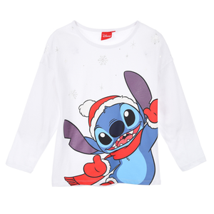 T-Shirt M.l. Stitch Natale DISNEY Maglia per Bambini 3/8 Anni - Hy10409bianco