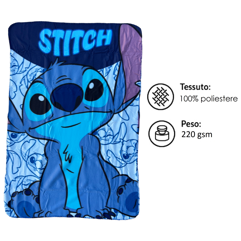Plaid Stitch DISNEY Coperta in 100% Poliestere 220 Gsm 100 X 140 CM per Bambini - Lil36-5570
