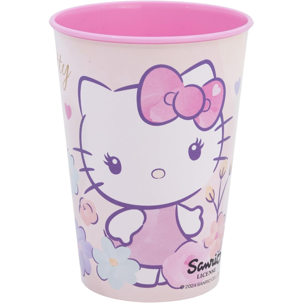 Bicchiere Hello Kitty in  Plastica Semirigida Riutilizzabile 260 Ml Bpa Free - St81707