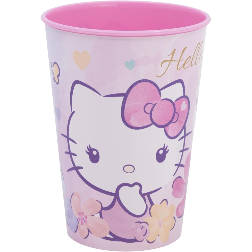 Bicchiere Hello Kitty in  Plastica Semirigida Riutilizzabile 260 Ml Bpa Free - St81707