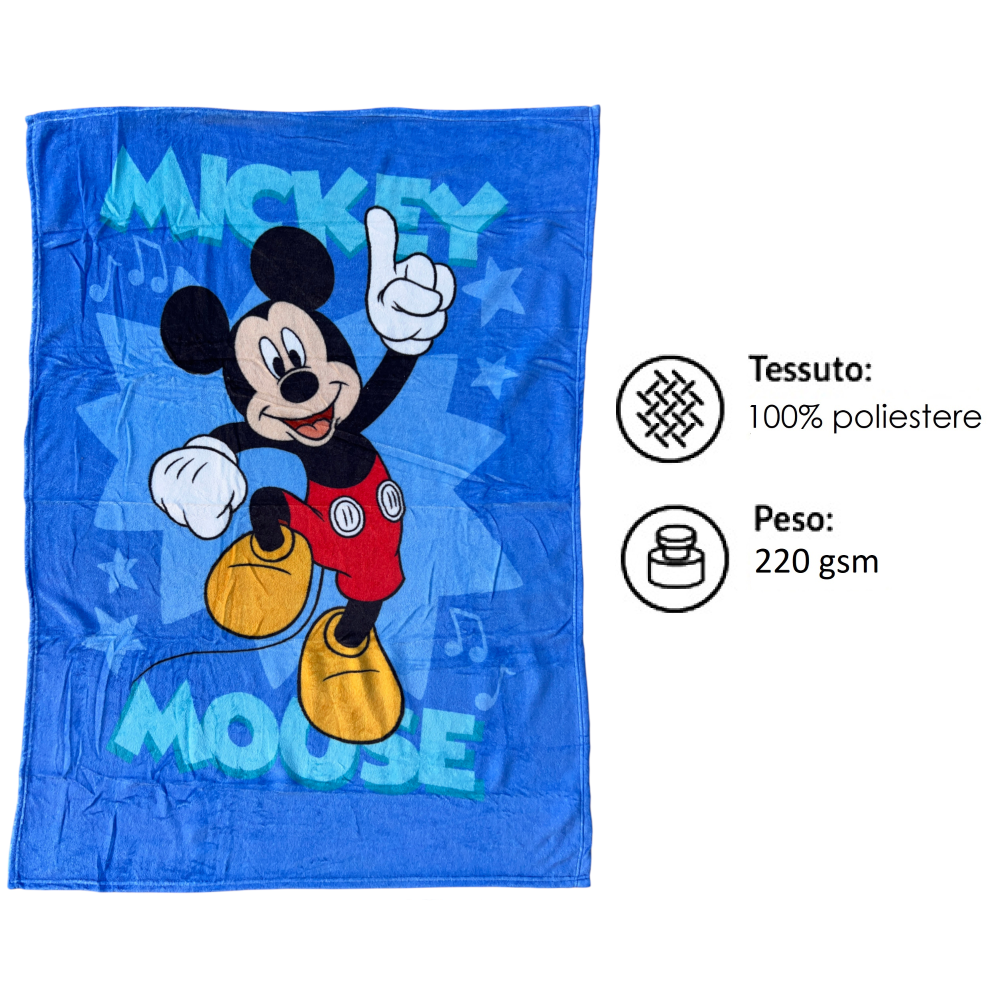 Plaid in Coral Topolino DISNEY Coperta in 100% Poliestere 100 X 140 CM per Bambini - Je13561ad