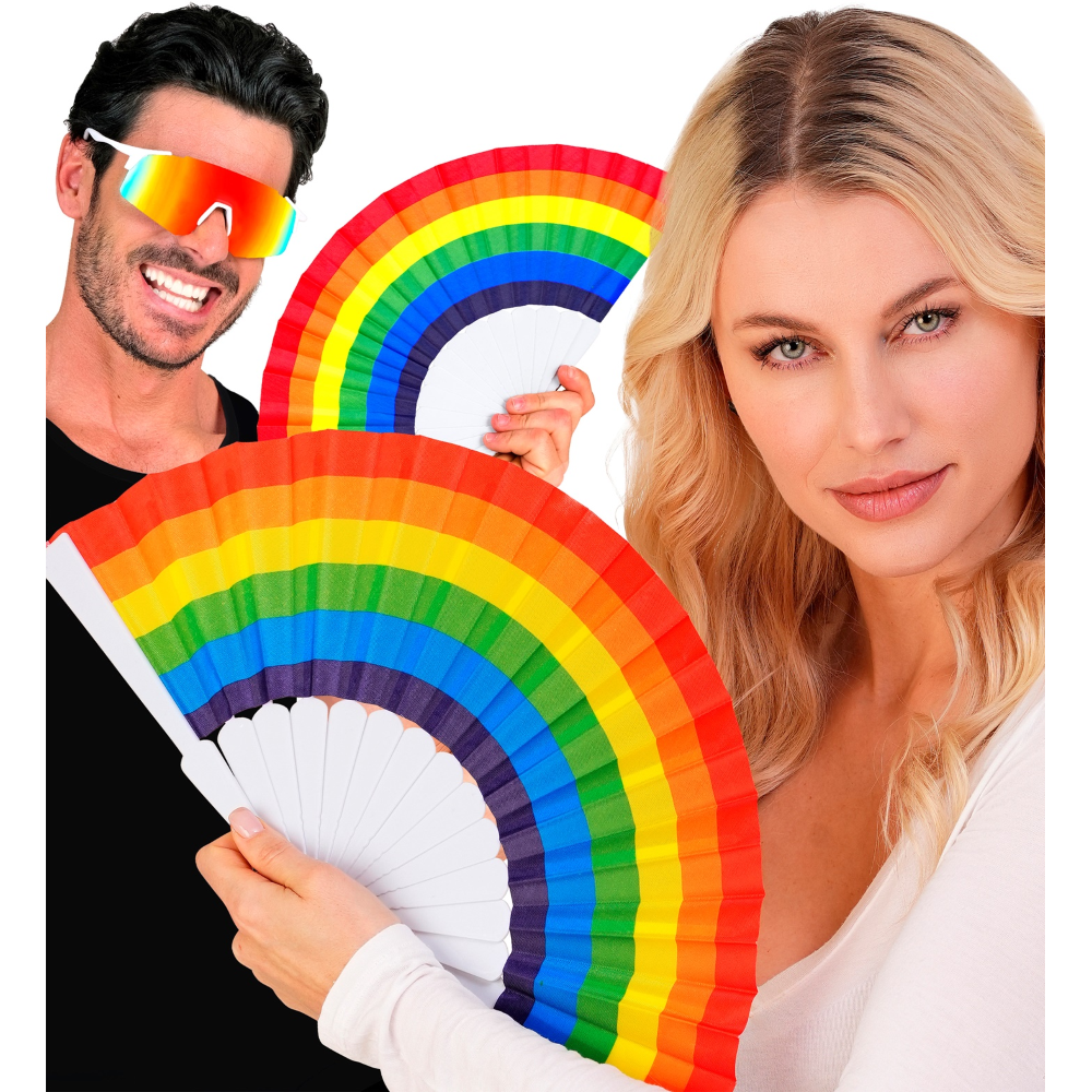 Ventaglio Arcobaleno Accessorio per Travestimento Carnevale Cosplay Festa in Maschera Pride - 65016
