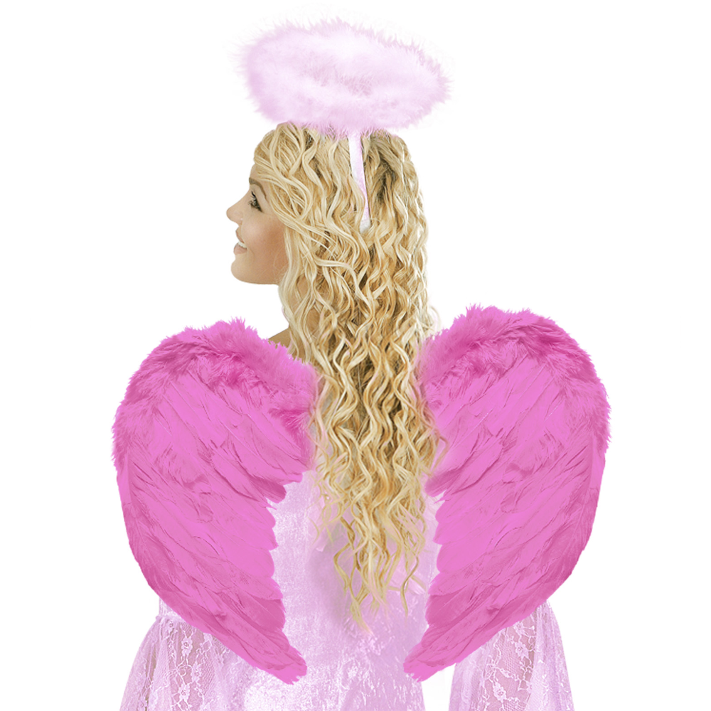 Ali in Piuma Rosa 50 X 40 CM Accessorio Travestimento Carnevale Cosplay Feste in Maschera - 01040