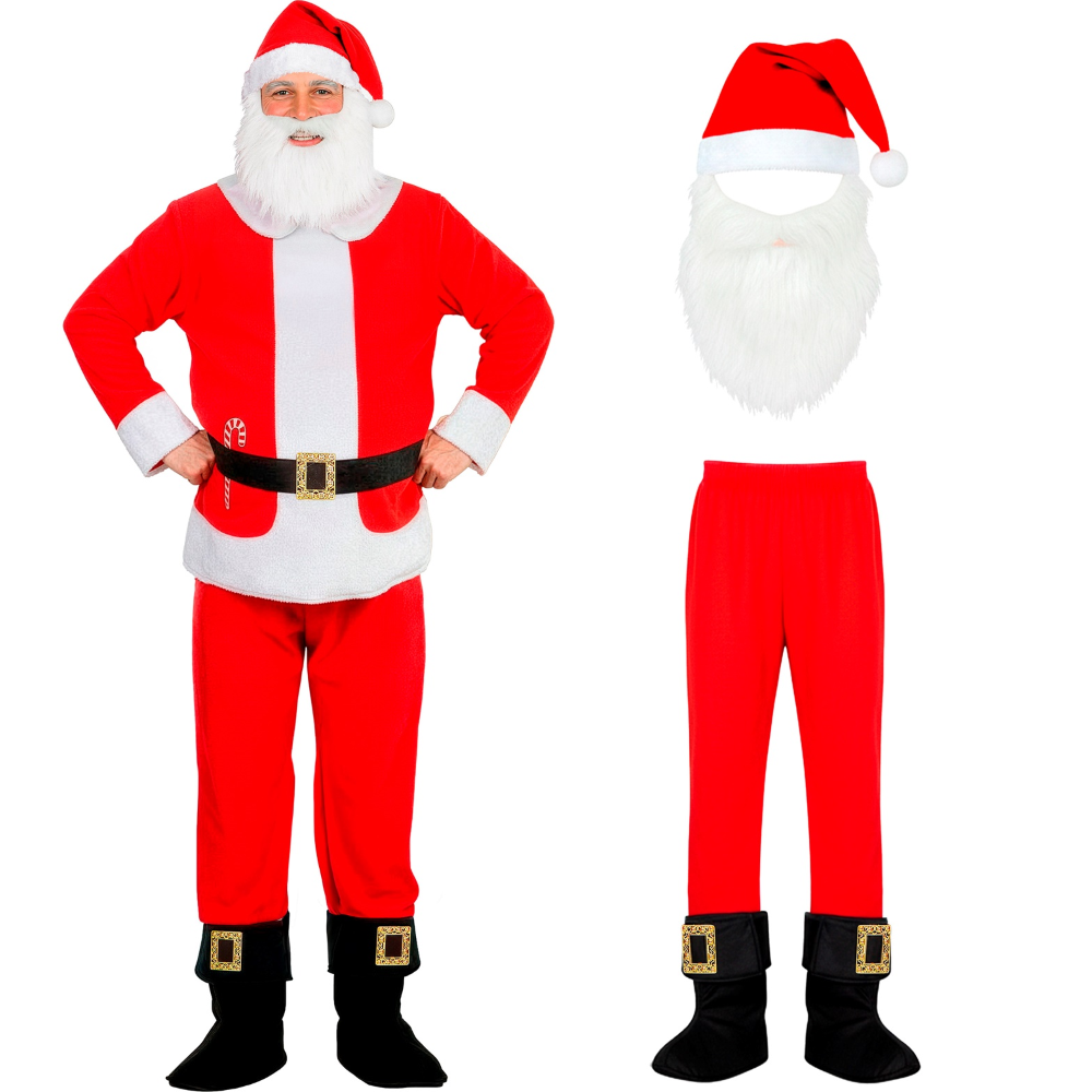 Costume Babbo Natale Uomo Travestimento Completo per Feste a Tema Rappresentazioni Teatrali - 0876