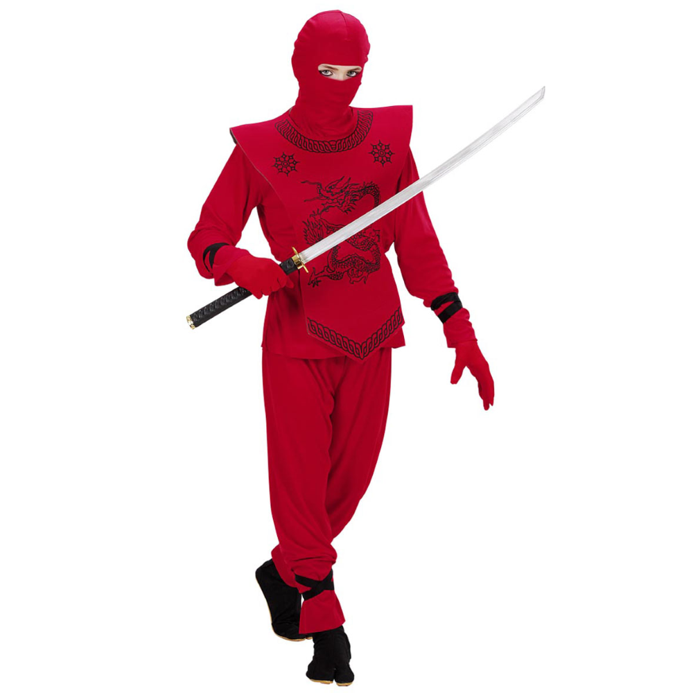 Costume Ninja Rosso Travestimento Carnevale per Bambini Cosplay Feste in Maschera - 7453