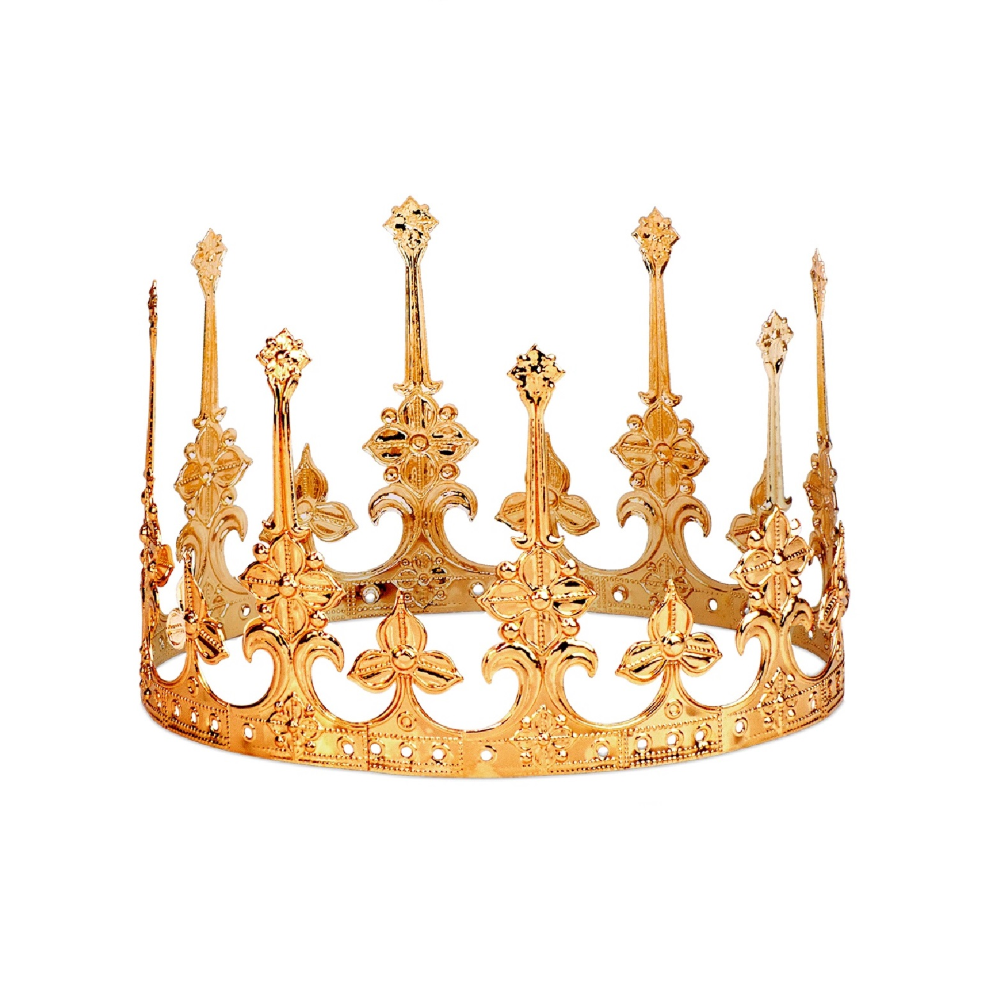 Corona Lusso in Alluminio Dorato Accessorio Travestimento Carnevale Principe e Regina Cosplay - 2441h/1