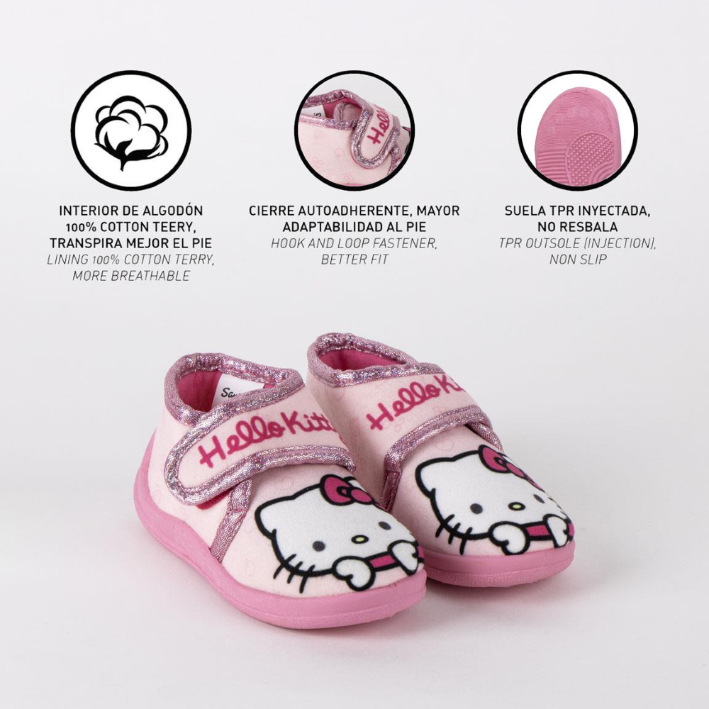 Pantofole Invernali Hello Kitty Scarpetta Stivaletto con Suola Antiscivolo Chiusura a Strappo - 6982