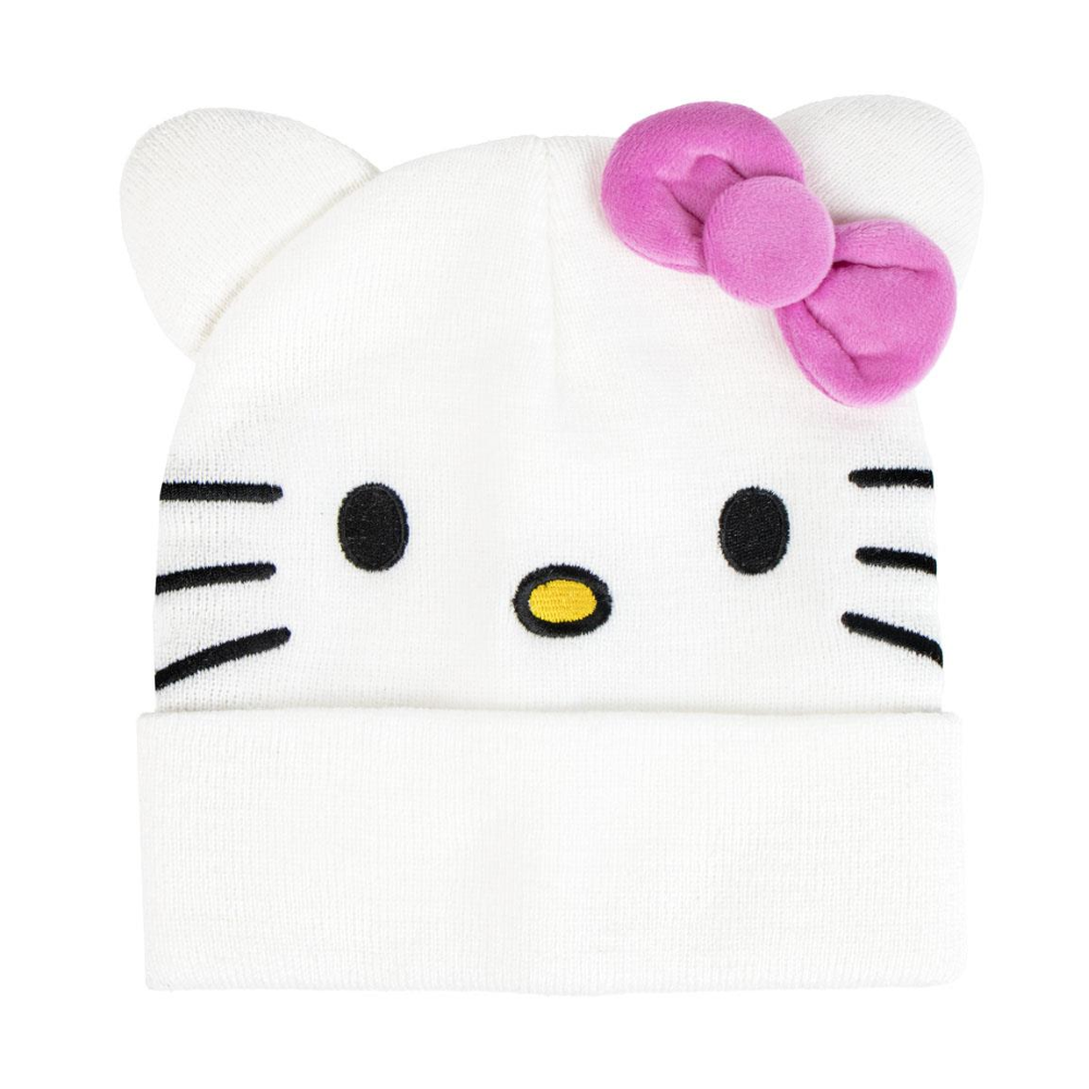 Berretto Invernale Hello Kitty Sanrio con Dettagli 3d Cappello in Morbido Acrilico - 0557