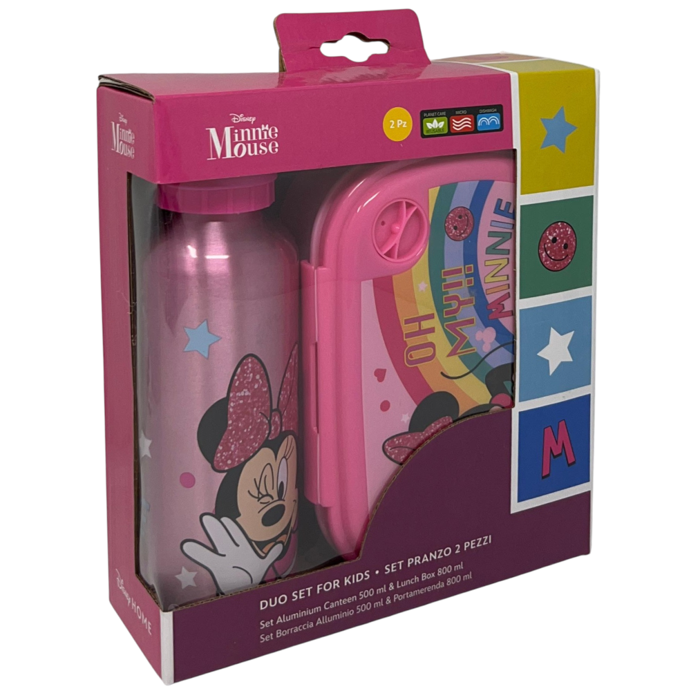 Set Pranzo Minnie DISNEY Borraccia in Alluminio e Portamerenda in Plastica Riutilizzabile - 35360