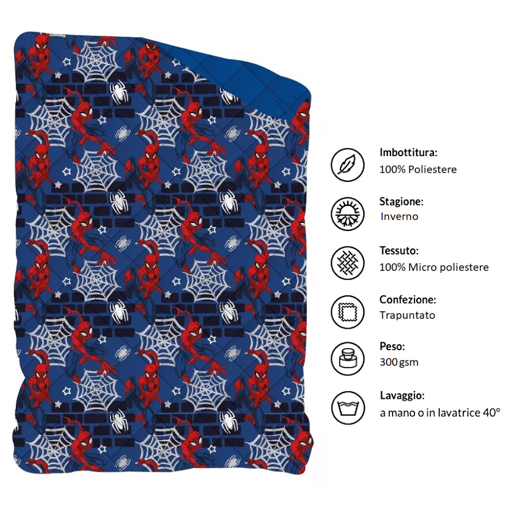 Trapunta Invernale Spiderman MARVEL Piumone 350 Gsm Letto Singolo 170x260 CM - Spi1471