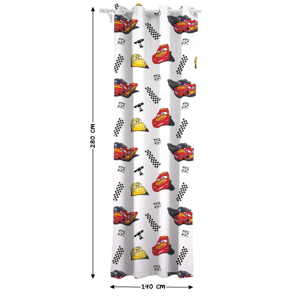 Tenda Velata Cameretta Cars DISNEY 140 X 280 CM Pannello Singolo con Anelli - Car-1660