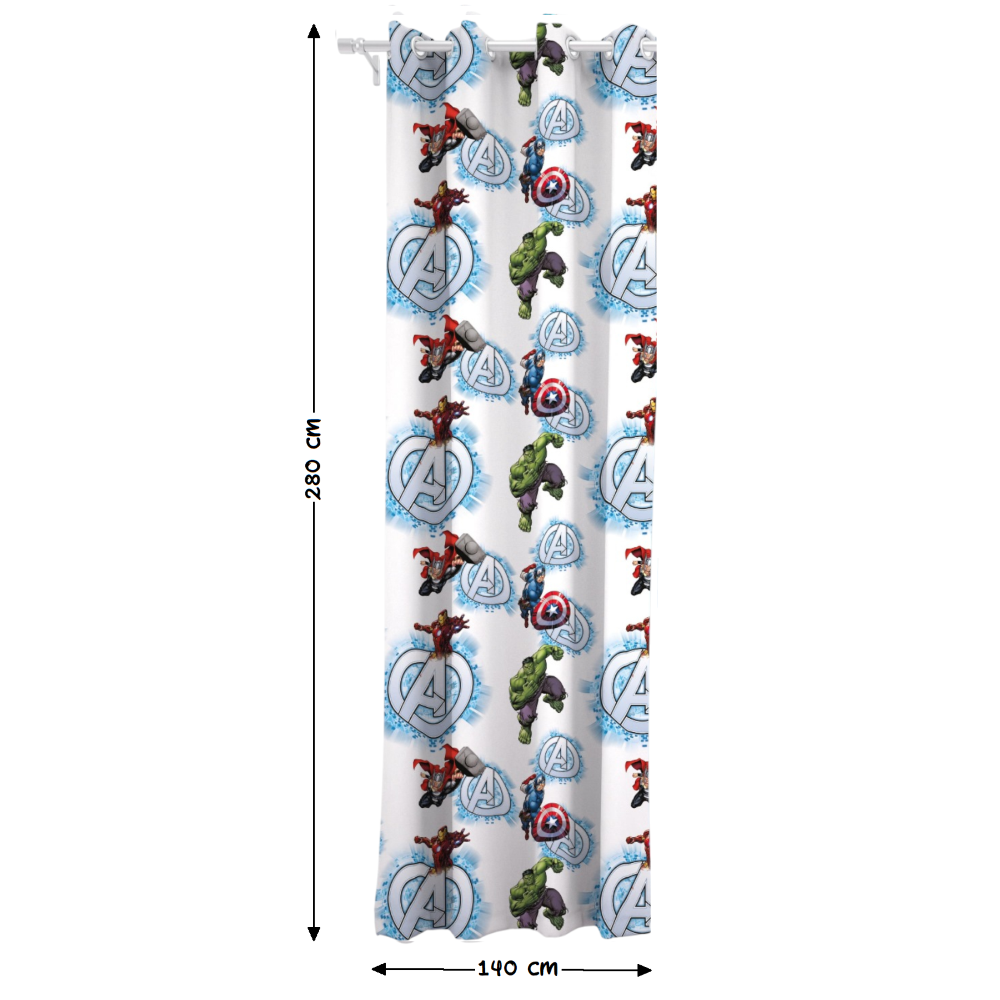 Tenda Velata Cameretta Avengers MARVEL 140 X 280 CM Pannello Singolo con Anelli - Ave-1656