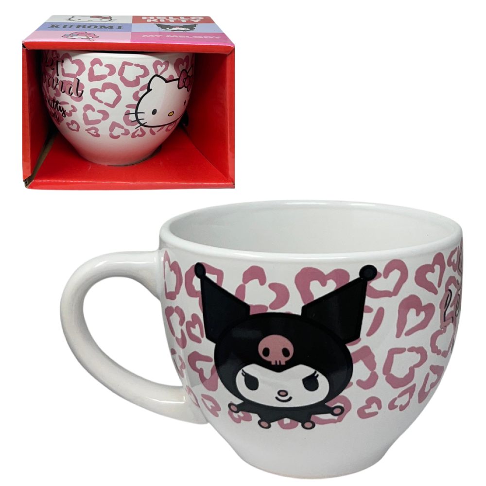 Tazza Larga Kuromi e Hello Kitty Ceramica Modello Jumbo 380 Ml in Confezione - H13947mc