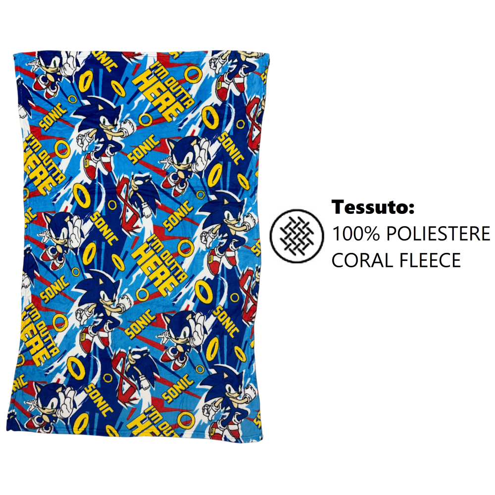 Plaid Sonic the Hedgehog in Coral Fleece Morbida e Calda Coperta 140 X 90 CM - S13717mc