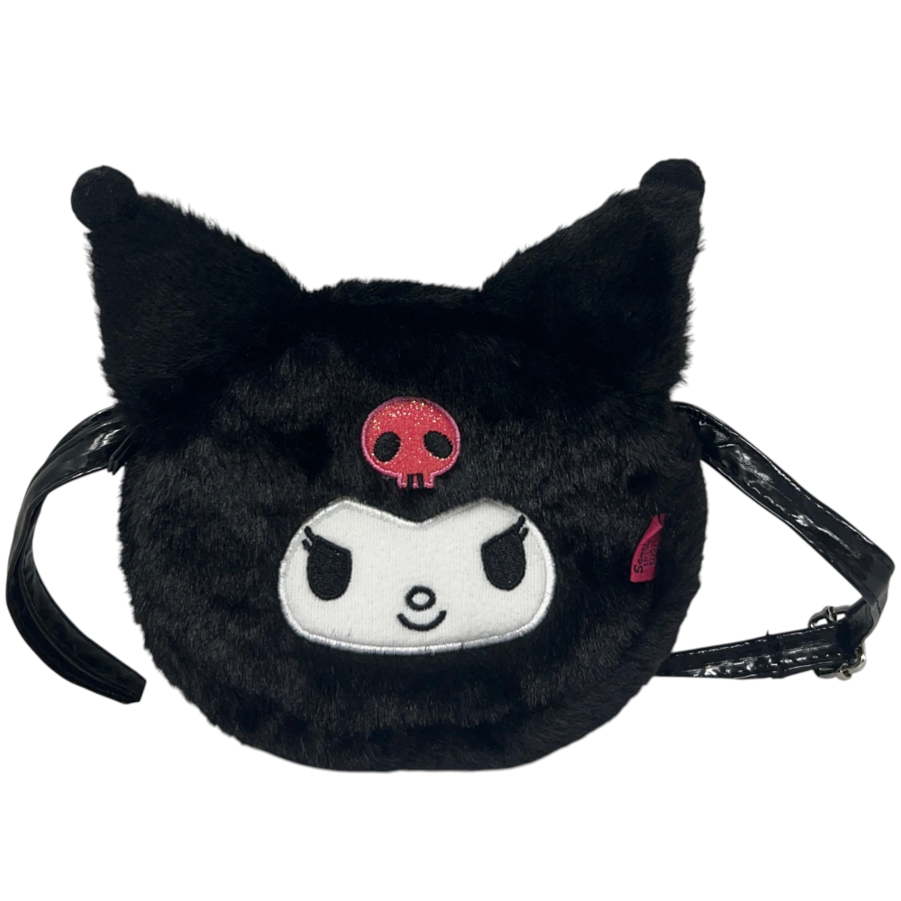 Borsa Passeggio Kuromi Sanrio in Peluche con Tracolla Dettagli 3d e Glitterati - H13922mc