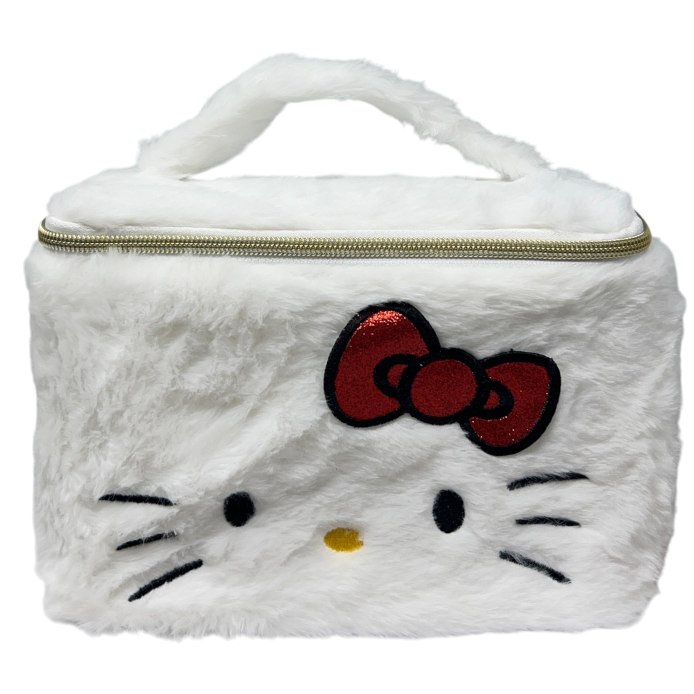 Beauty Case Hello Kitty Sanrio in Soffice Peluche Morbida Trousse con Dettagli Ricamati- H13934mc