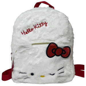 Zainetto da Passeggio Hello Kitty Sanrio in Peluche Borsa 28 CM con Dettagli 3d e Ricamati - H13925mc