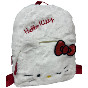 Zainetto da Passeggio Hello Kitty Sanrio in Peluche Borsa 28 CM con Dettagli 3d e Ricamati - H13925mc