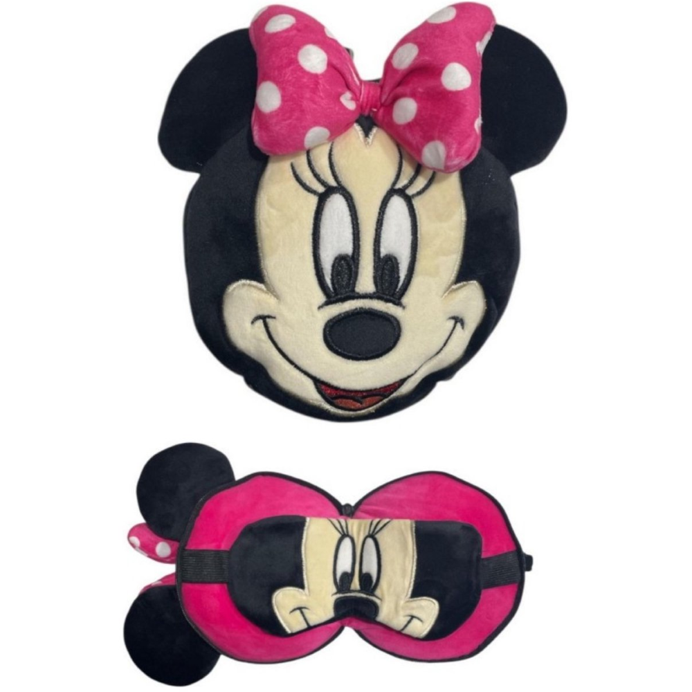Cuscino da Viaggio Minnie DISNEY con Mascherina da Notte e Gancetto per Borsa - Min36-2618