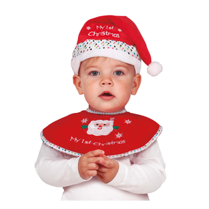 Set Bavetto e Cappellino Natalizio il Mio Primo Natale per Bambini - 42649
