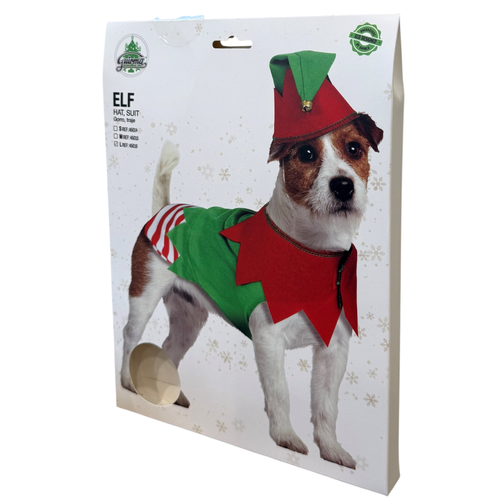 Travestimento da Elfo per Cani Pettorina e Cappellino con Campanellina - 4501