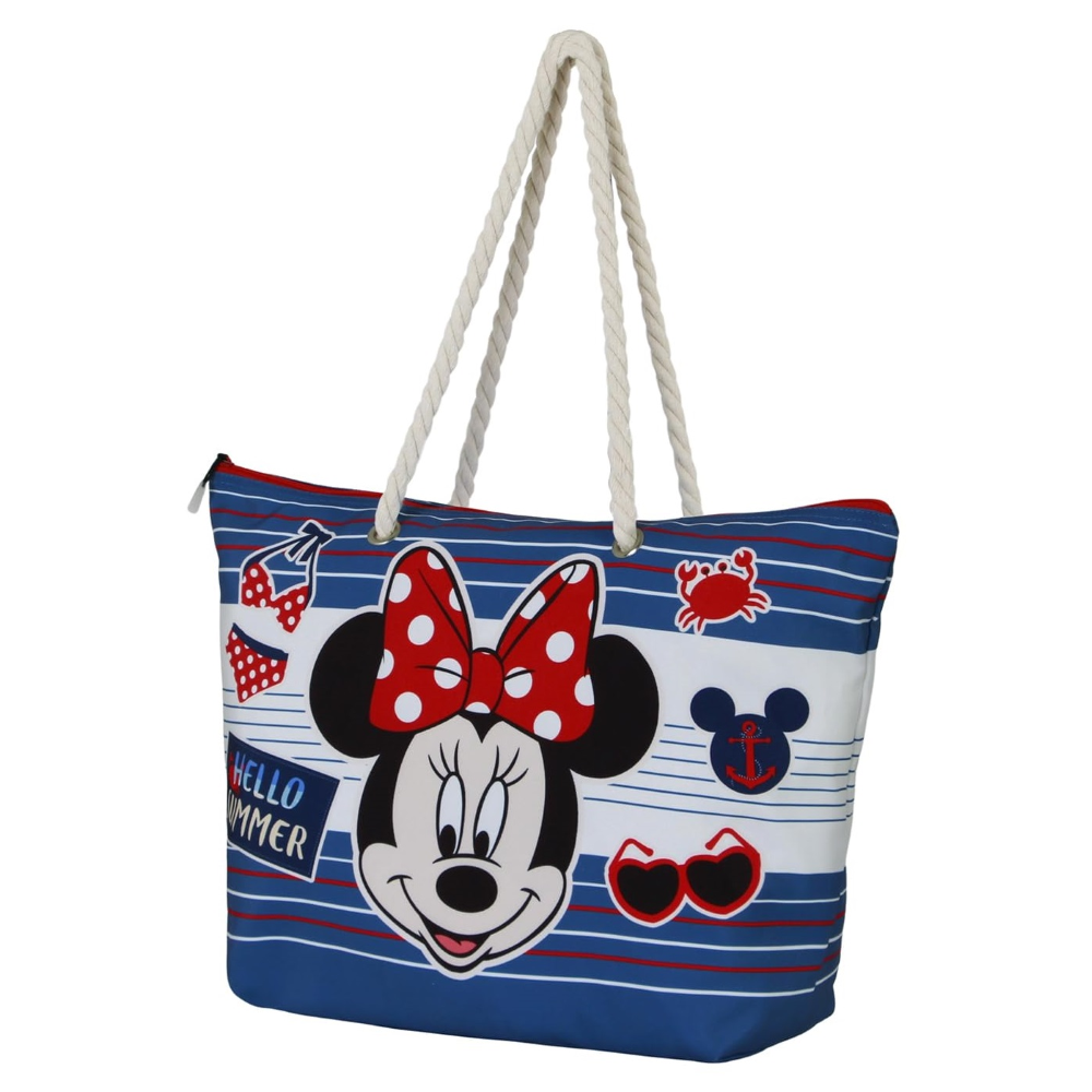 Borsa Mare Minnie DISNEY in Tessuto con Manici e Cerniera da Spiaggia - 08599