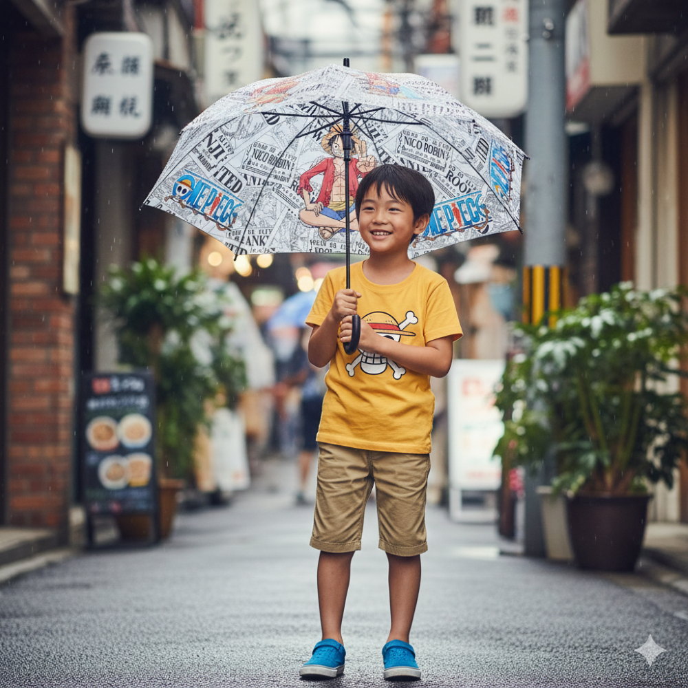 Ombrello One Piece Apertura Automatica Manico Ergonomico Accessorio per la Pioggia Bambini