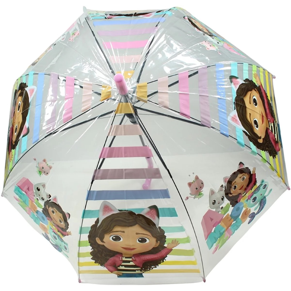 Ombrello a Cupola Gabby's Dollhouse Apertura Automatica Manico Ergonomico Accessorio per la Pioggia Bambini