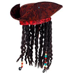Tricorno Pirata con Bandana e Dreadlocks Cappello Adulti Accessorio Carnevale Cosplay Jack Sparrow - 01892