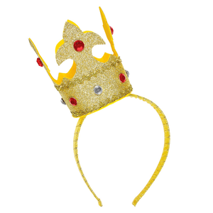 Cerchietto Mini Corona Oro con Gemme Accessorio Travestimento Carnevale Cosplay Feste in Maschera - 07061