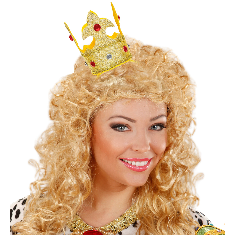 Cerchietto Mini Corona Oro con Gemme Accessorio Travestimento Carnevale Cosplay Feste in Maschera - 07061