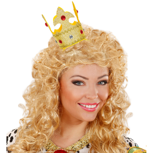 Cerchietto Mini Corona Oro con Gemme Accessorio Travestimento Carnevale Cosplay Feste in Maschera - 07061