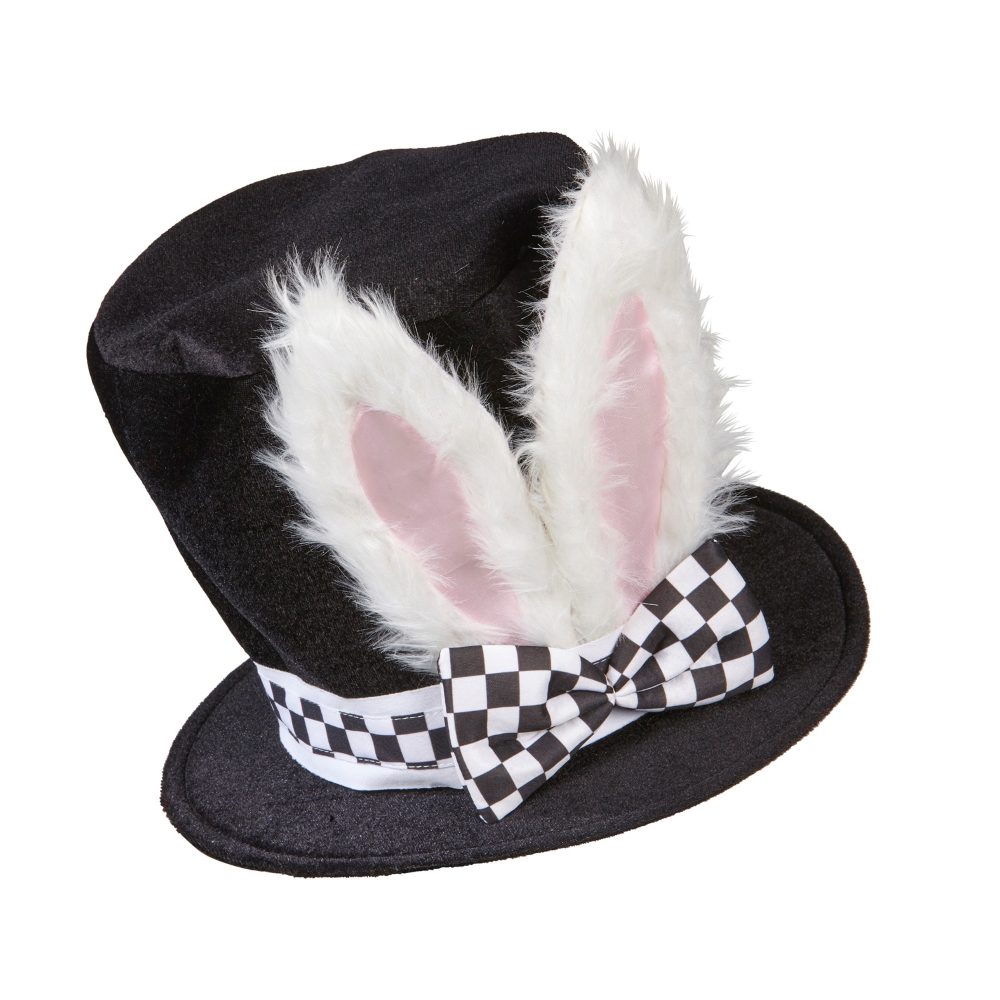 Cilindro con Orecchie Coniglio Modellabili Cappello Accessorio Travestimento Carnevale Cosplay Feste in Maschera - 10021