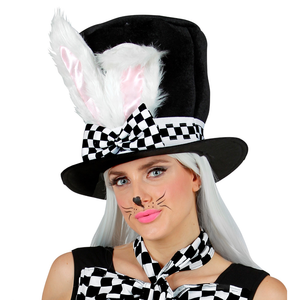 Cilindro con Orecchie Coniglio Modellabili Cappello Accessorio Travestimento Carnevale Cosplay Feste in Maschera - 10021