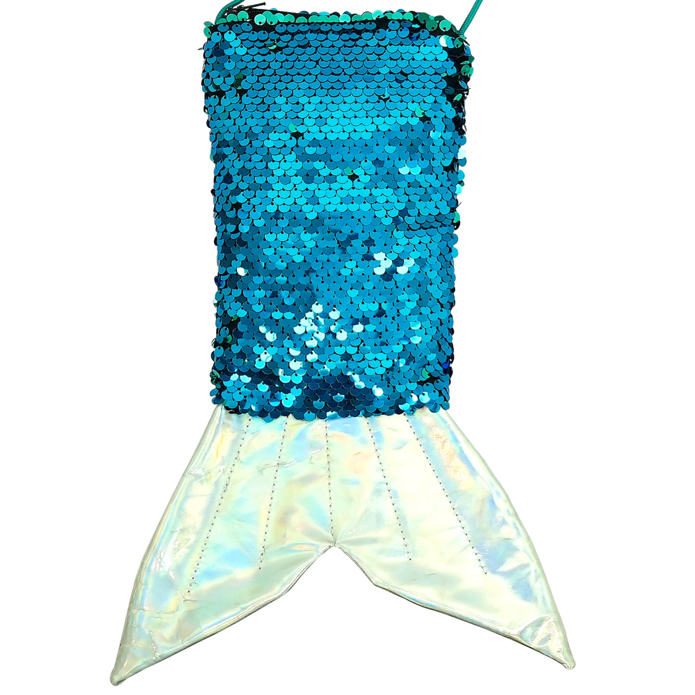 Borsetta a Tracolla Forma Coda di Sirena con Pailettes Accessorio Travestimenti Carnevale Cosplay - 12026
