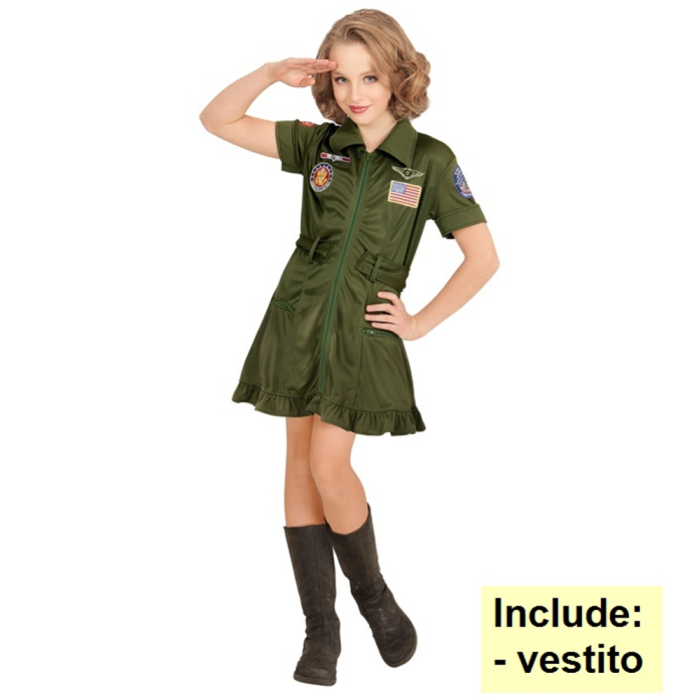 Costume Pilota di Jet da Combattimento Abito Aviatore Travestimento Carnevale - 1523