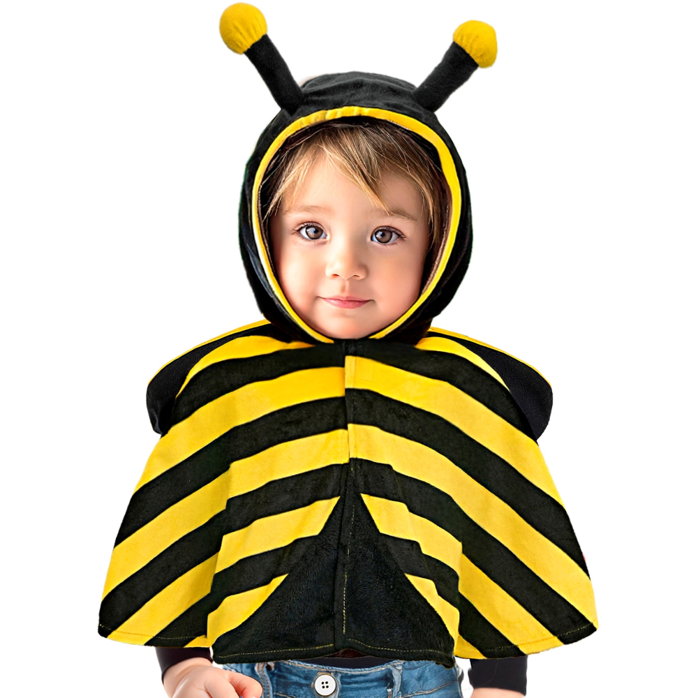 Poncho in Peluche con Cappuccio Travestimento Ape Costume Carnevale Feste in Maschera - 16201
