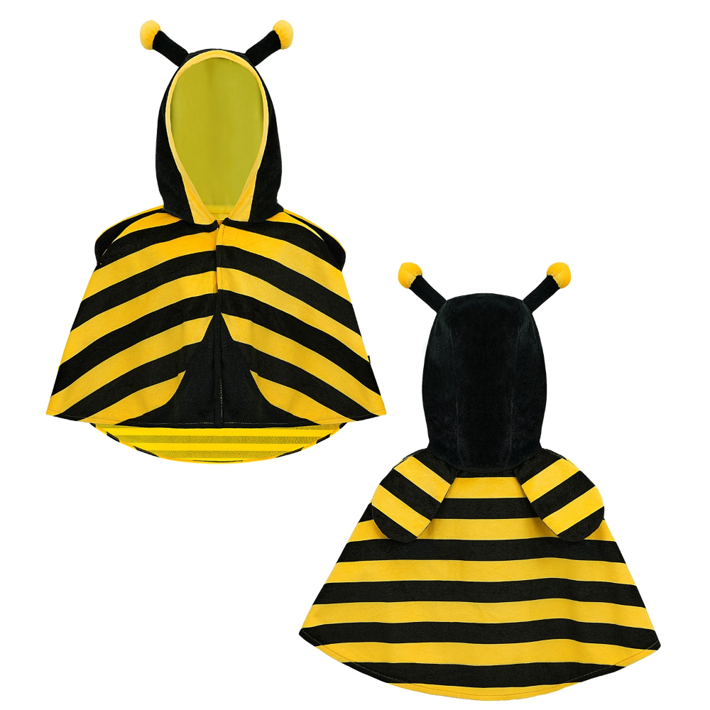 Poncho in Peluche con Cappuccio Travestimento Ape Costume Carnevale Feste in Maschera - 16201