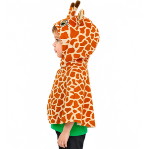 Poncho in Peluche con Cappuccio Travestimento Giraffa Costume Carnevale Feste in Maschera - 16204