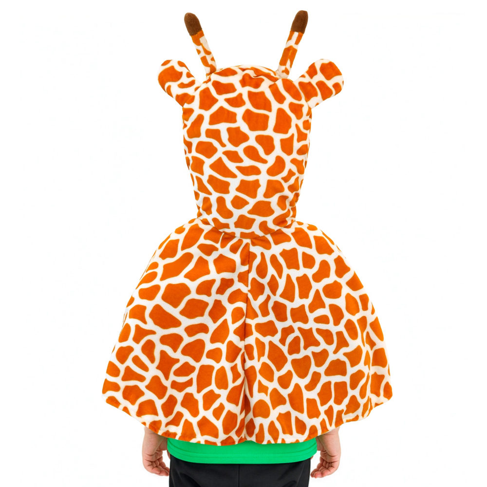 Poncho in Peluche con Cappuccio Travestimento Giraffa Costume Carnevale Feste in Maschera - 16204