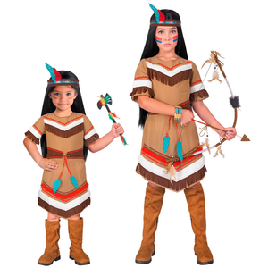 Costume Indiana Vestito e Fascia con Piuma Travestimento Carnevale Feste in Maschera - 2179