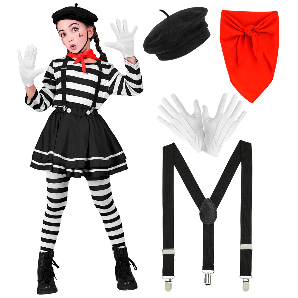 Costume Mimo Bambina Stile Parigino Travestimento Carnevale Cosplay Feste in Maschera - 2240