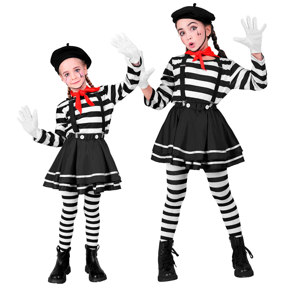 Costume Mimo Bambina Stile Parigino Travestimento Carnevale Cosplay Feste in Maschera - 2240