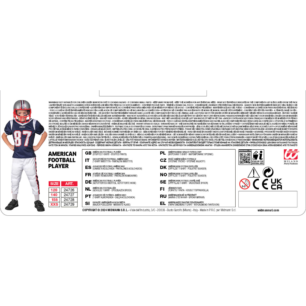 Costume Giocatore di Football Americano Travestimento Carnevale Cosplay Feste in Maschera - 2472