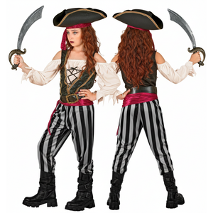 Costume Piratessa Dei Mari Bambina Travestimento Carnevale Cosplay Feste in Maschera - 2543