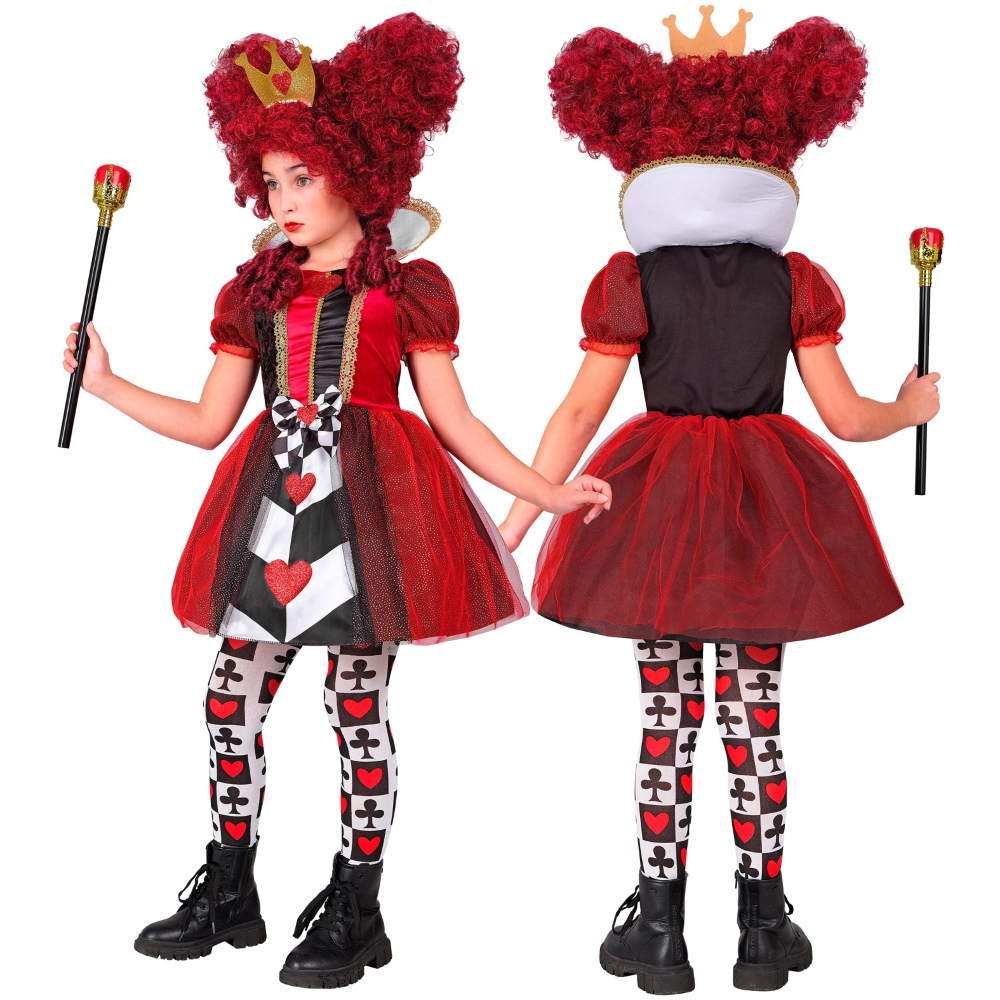 Costume Regina di Cuori Abito e Corona Travestimento Carnevale Feste in Maschera Cosplay- 2601